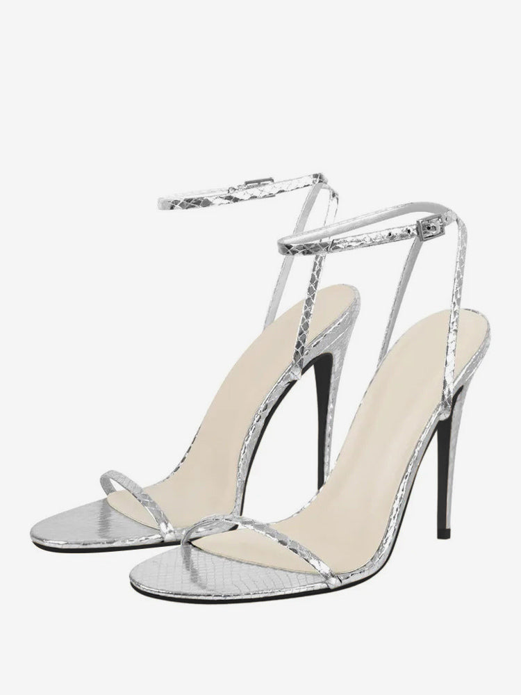 Green Open-Toe Stiletto Sandals — view 7