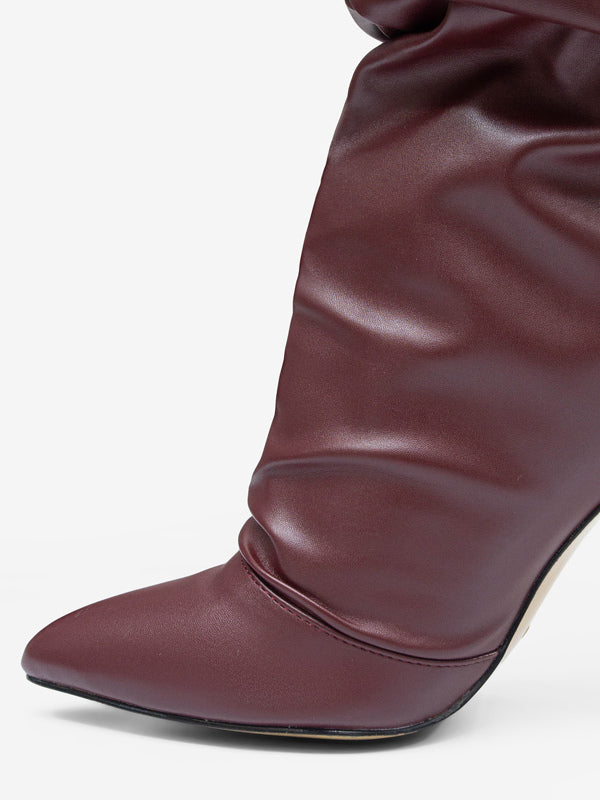apricot over the knee pleated boots — view 12