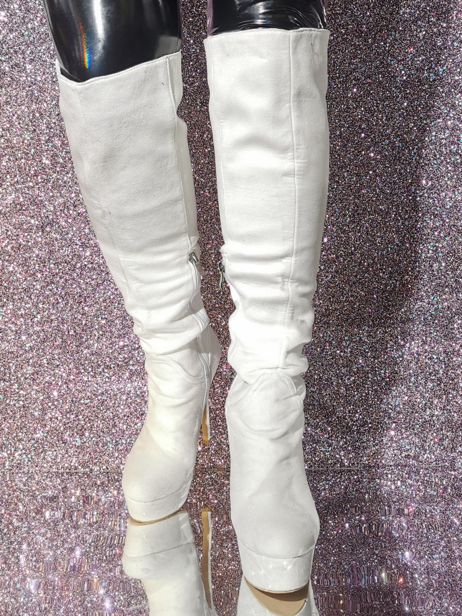 black platform knee high boots — view 7