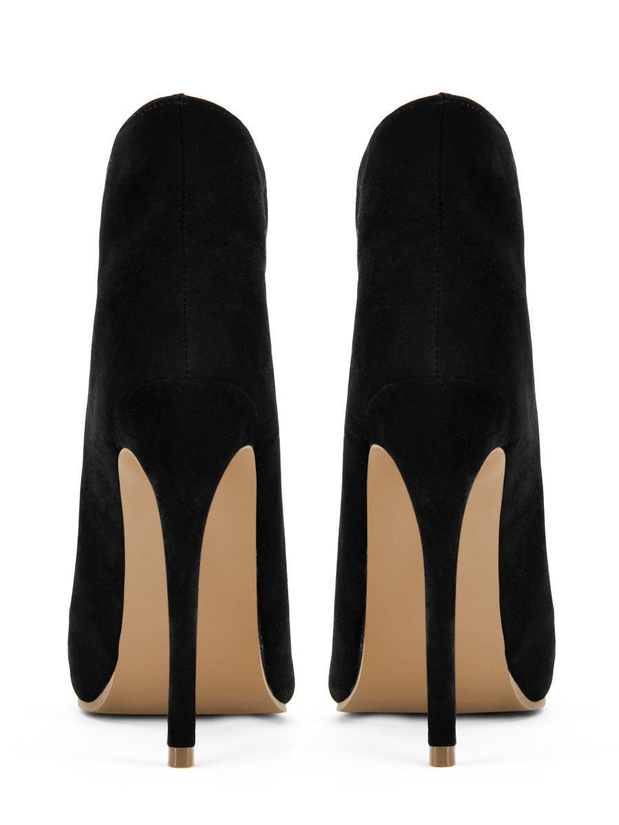 purple pointed toe suede effect ankle boots — view 7