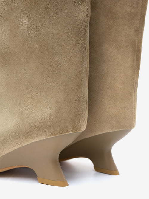 Apricot Open-Toe Suede-Effect Knee-High Boots — view 6