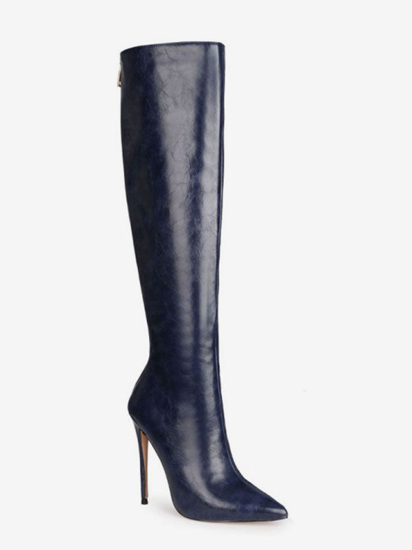 Pewter Pointed-Toe Stiletto Knee-High Boots — view 2