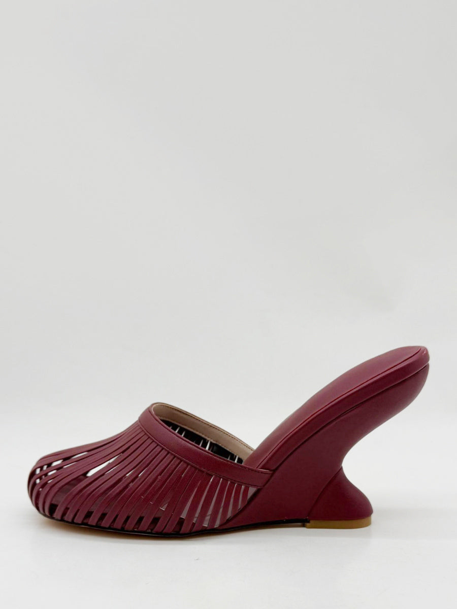 Gold Round-Toe Cut-Out Wedge Sandals — view 1