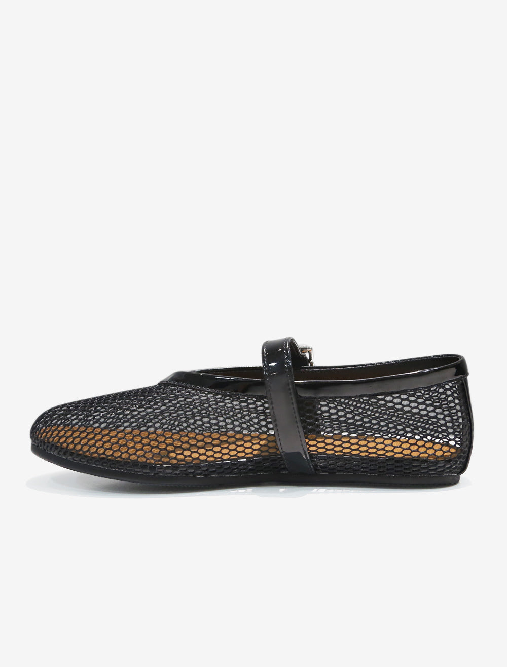 gold round toe ballet flats — view 2