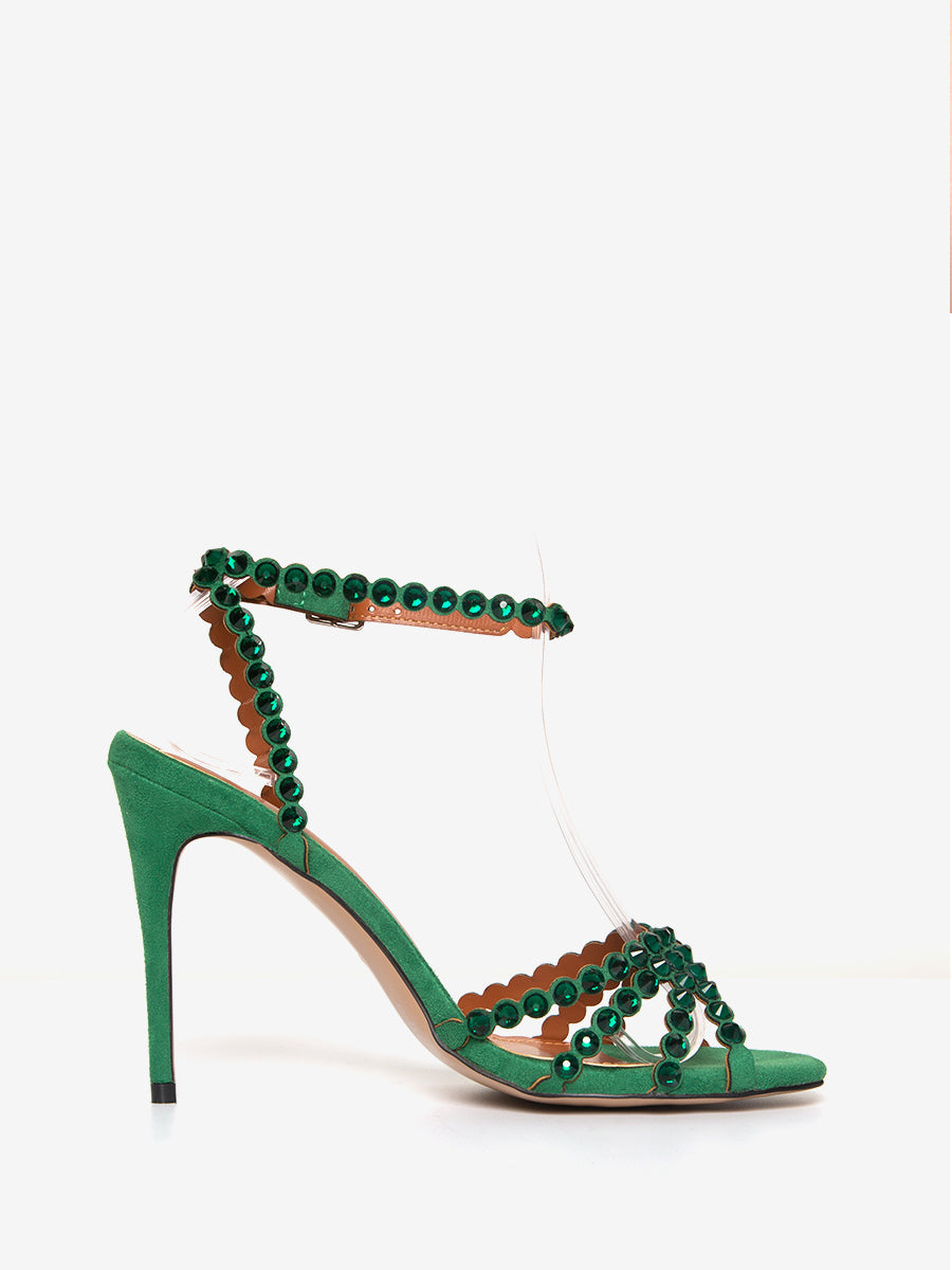 Transparent Open-Toe Ankle-Strap Stiletto Sandals — view 9