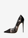Black Stiletto Lace Court Shoes — view 1