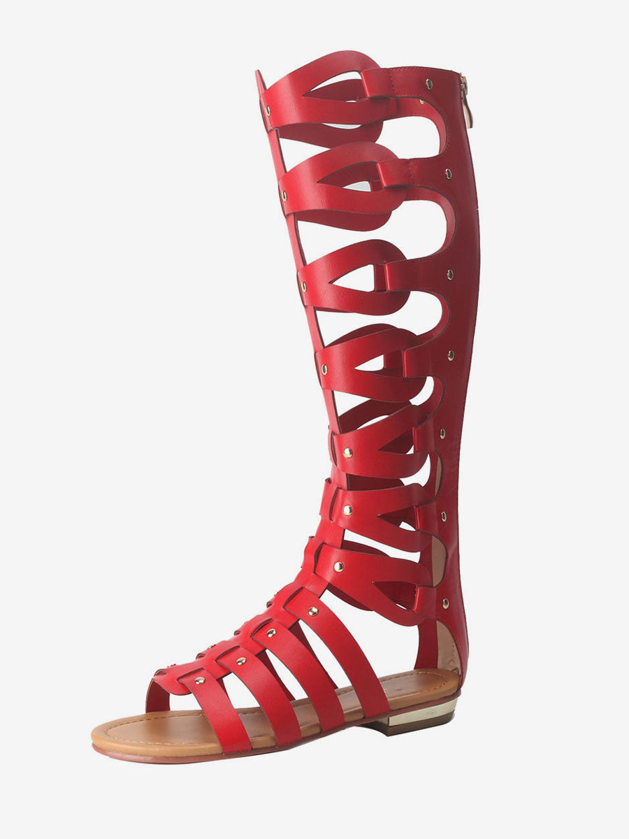 gold open toe knee high gladiator sandals — view 4