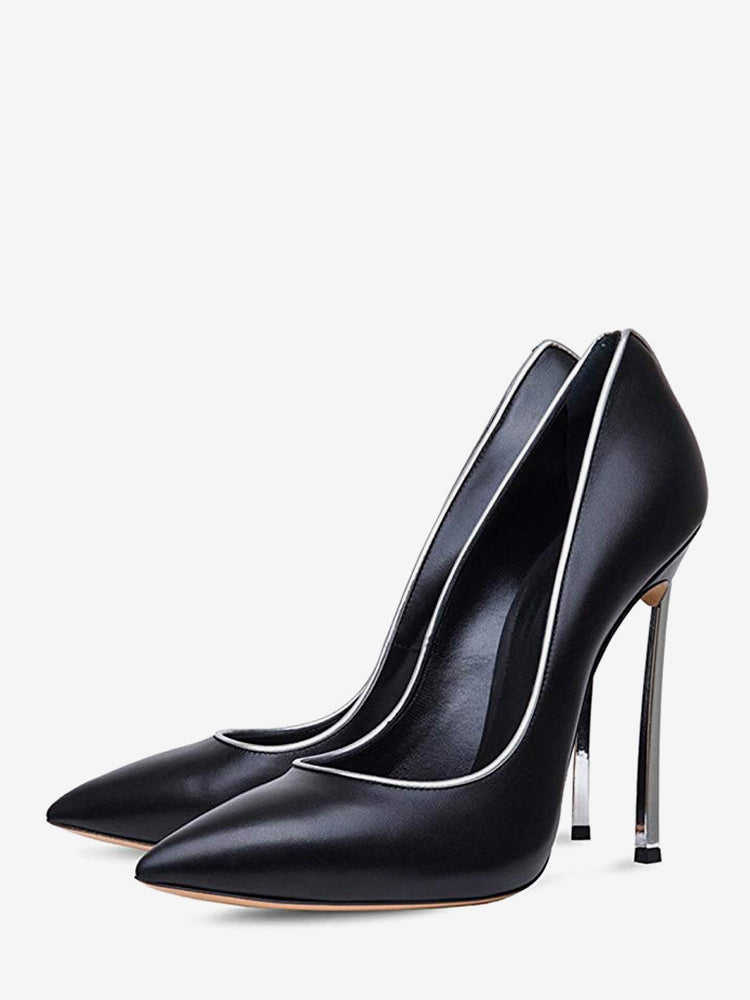 Black Pointed-Toe Stiletto Curve Court Shoes — view 5