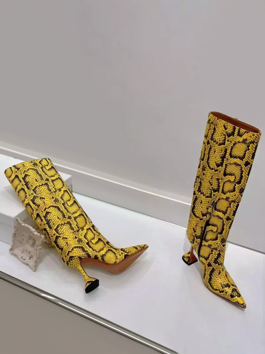 Yellow Pointed-Toe Mid-Calf Boots — view 2