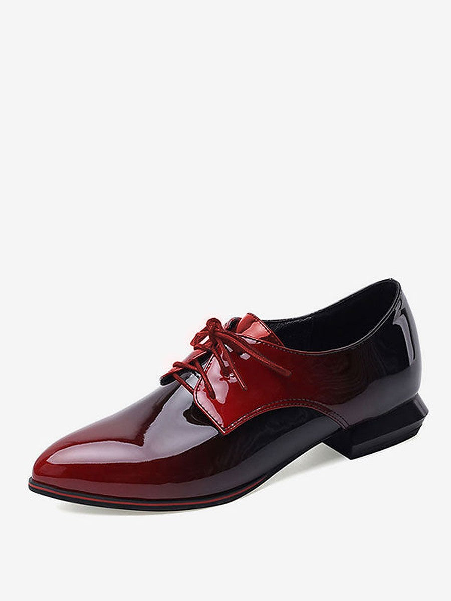 Purple Pointed-Toe Lace-Up Loafers — view 1