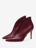 Burgundy Pointed-Toe Stiletto Ankle Boots — view 1