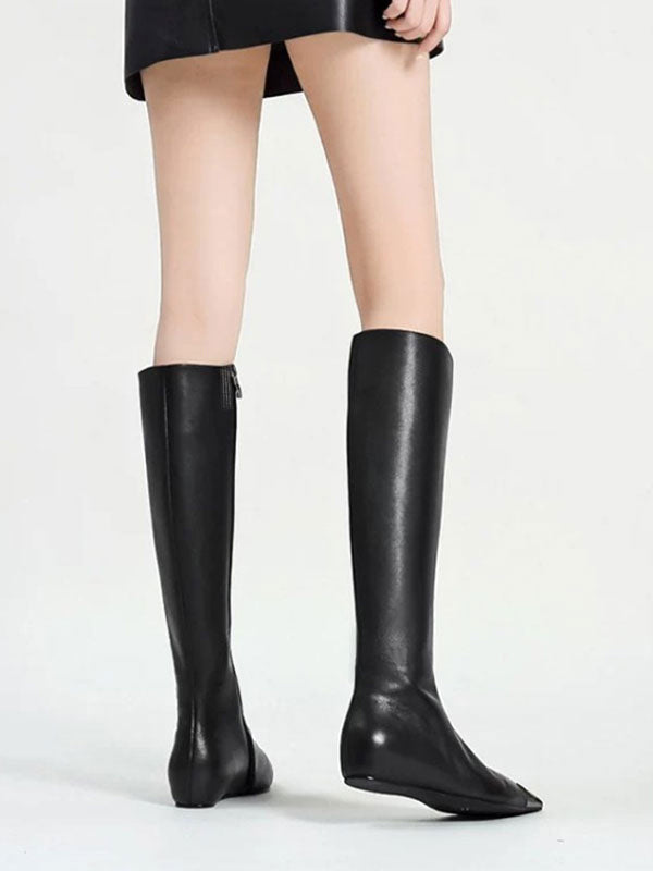 Black Pointed-Toe Knee-High Boots — view 4