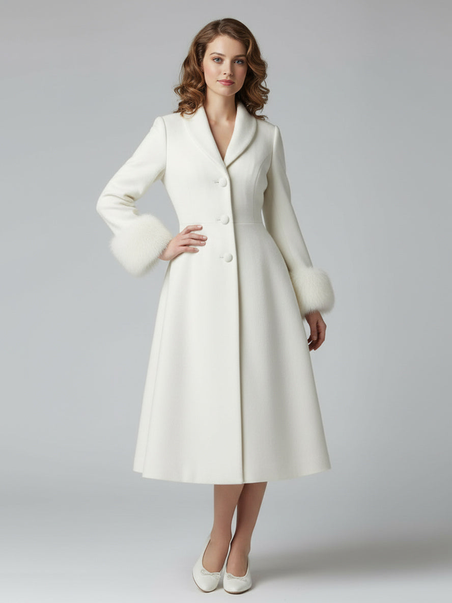 White Faux Fur Midi Coat — view 5