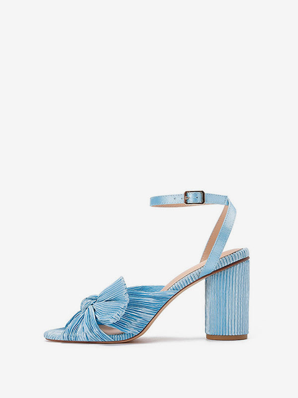 Gold Block Heel Bow Detail Sandals — view 7