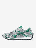 Green Round-Toe Lace-Up Contrast Panel Trainers — view 1