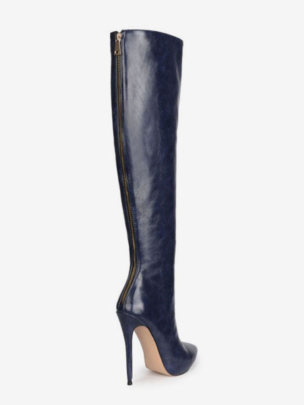Pewter Pointed-Toe Stiletto Knee-High Boots — view 4