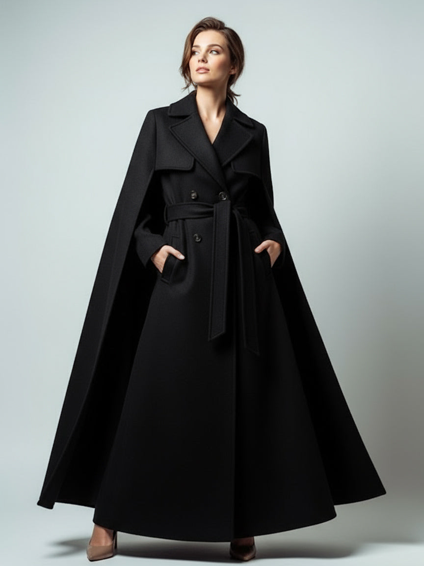 Green Belted Double-Breasted Maxi Coat — view 10