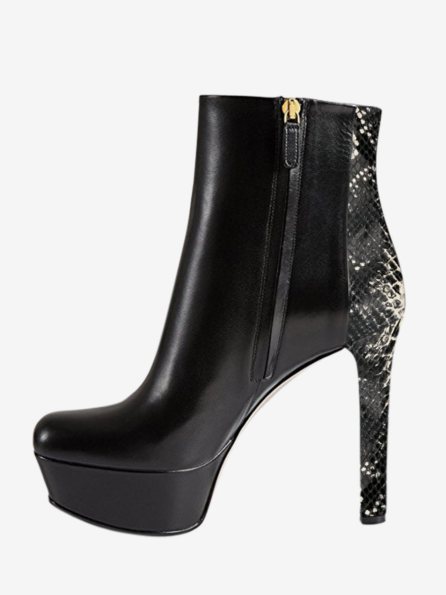 Python Round-Toe Platform Ankle Boots — view 6