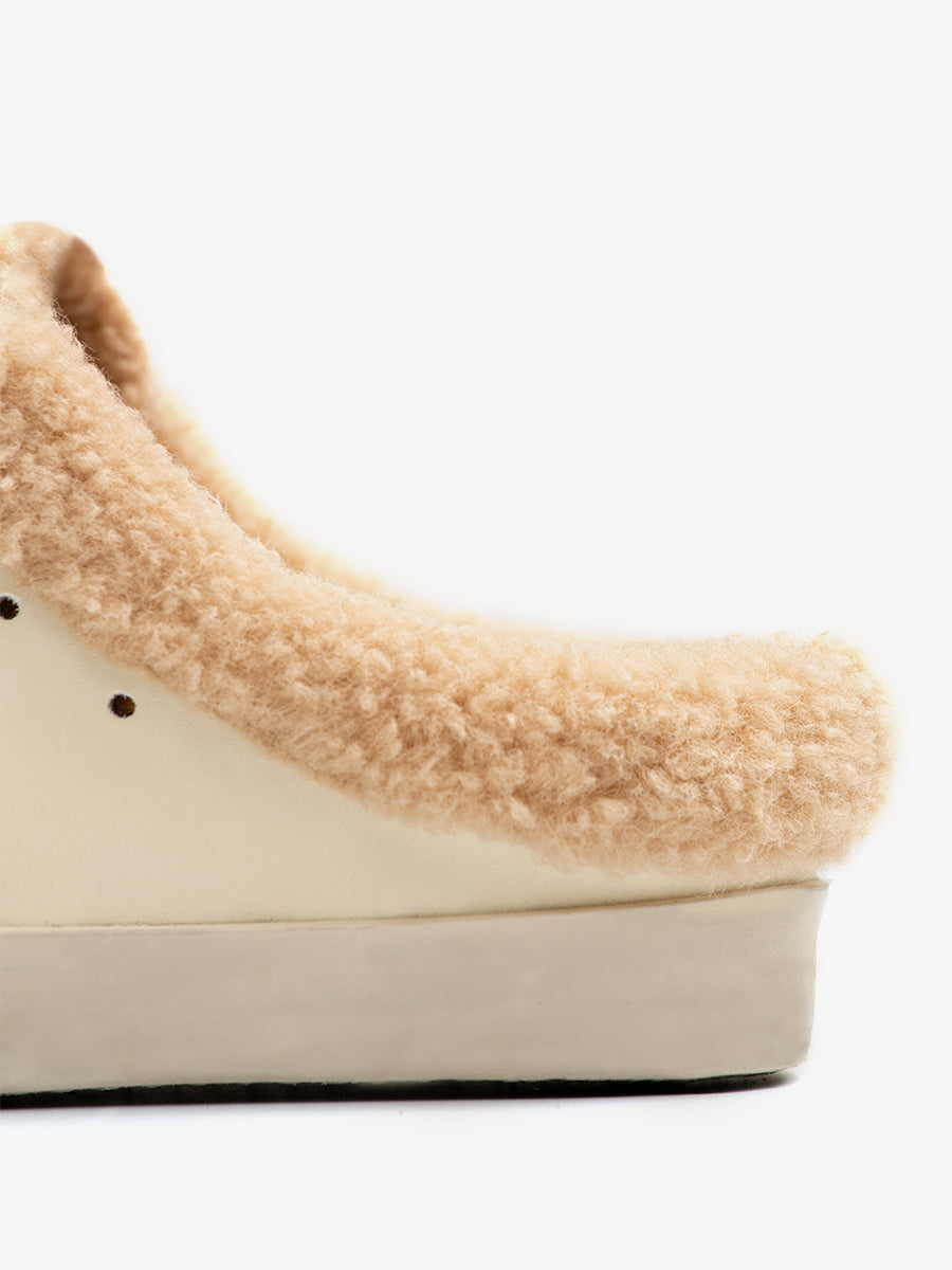 white round toe lace up shearling lined trainers — view 7