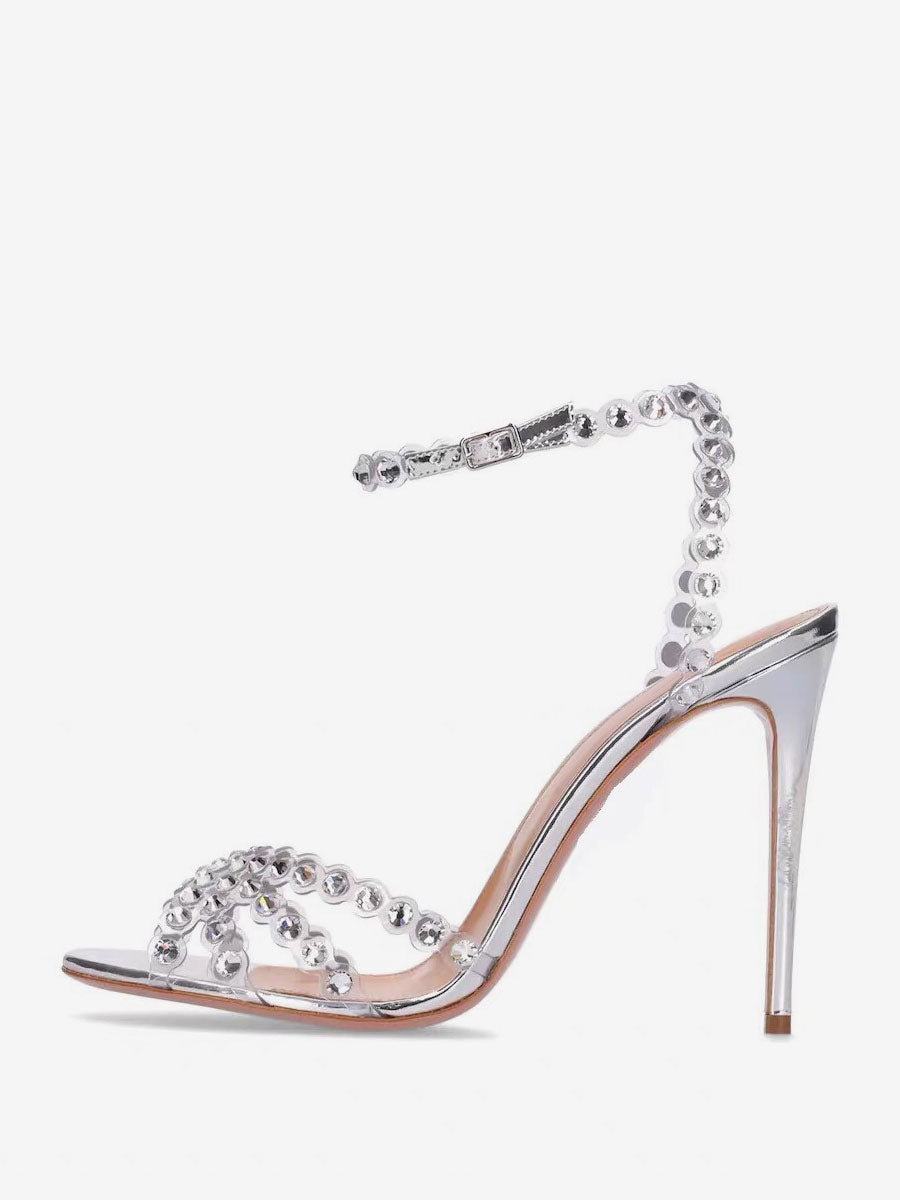 Transparent Open-Toe Ankle-Strap Stiletto Sandals — view 5