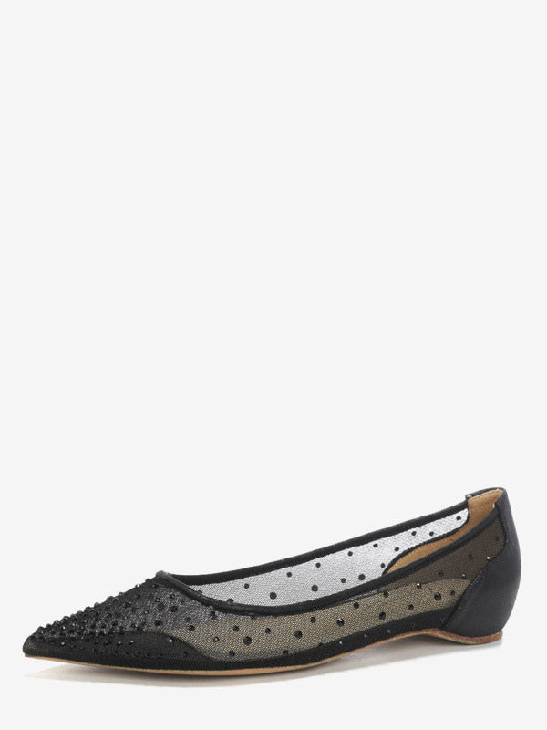 Champagne Pointed-Toe Slip-On Embellished Ballet Flats — view 4