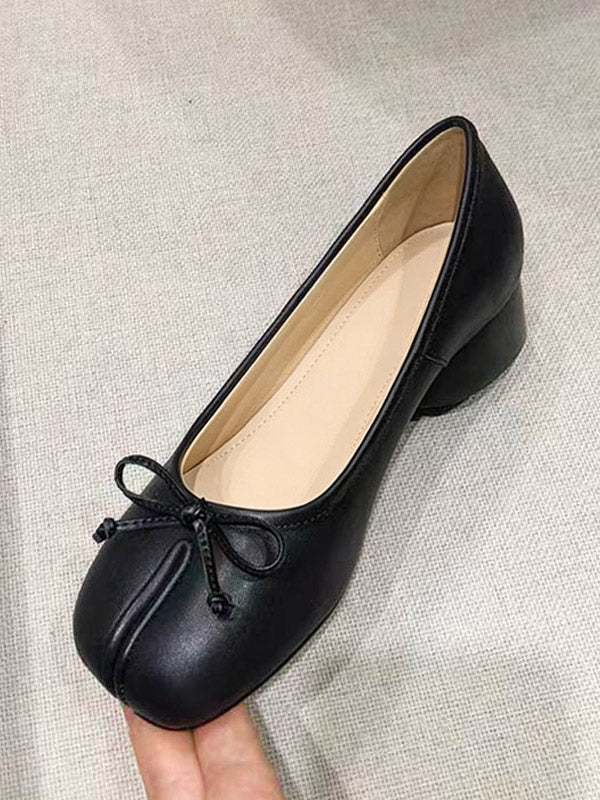 black slip on bow detail ballet flats — view 3