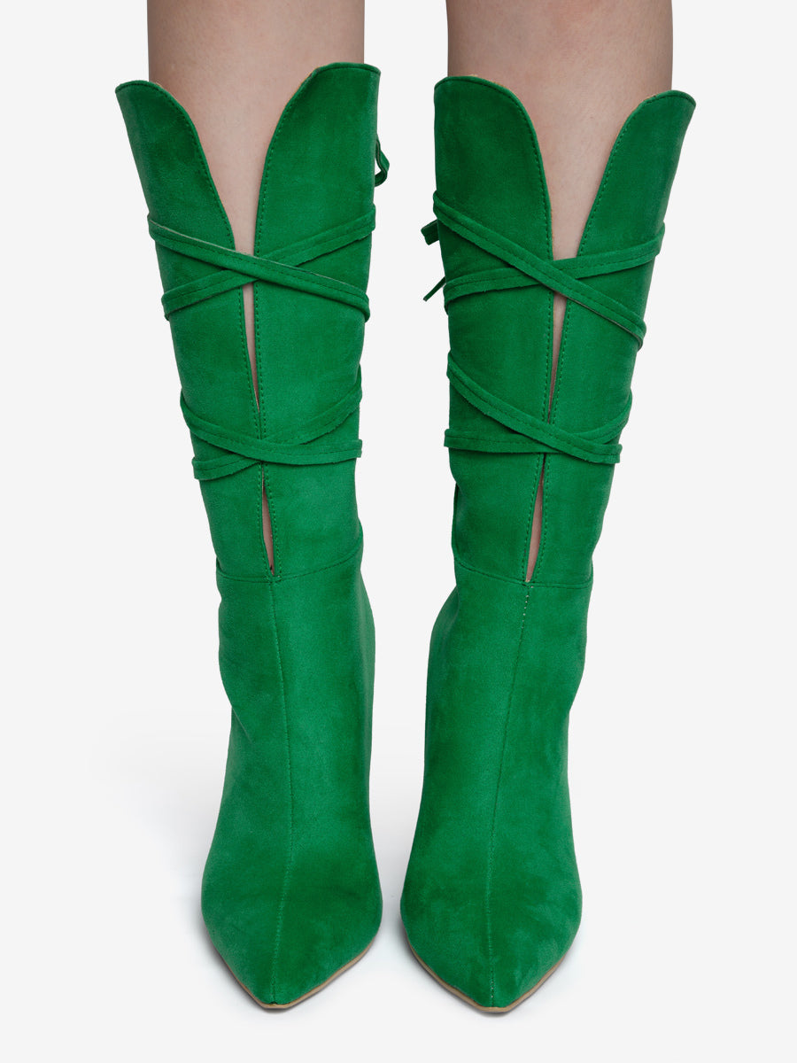 purple pointed toe lace up ankle boots — view 5