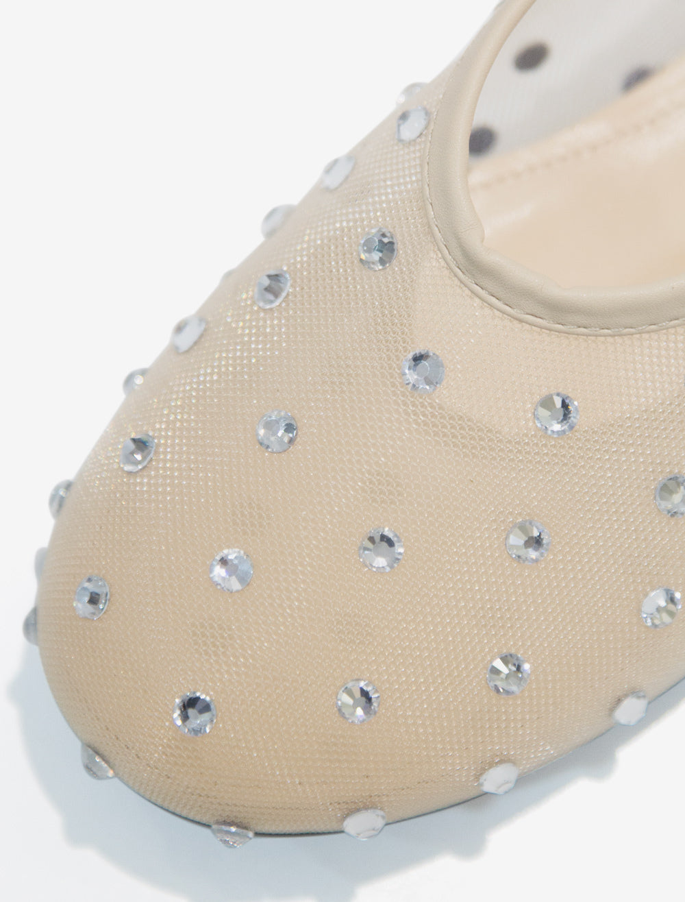apricot round toe embellished sheer ballet flats — view 5