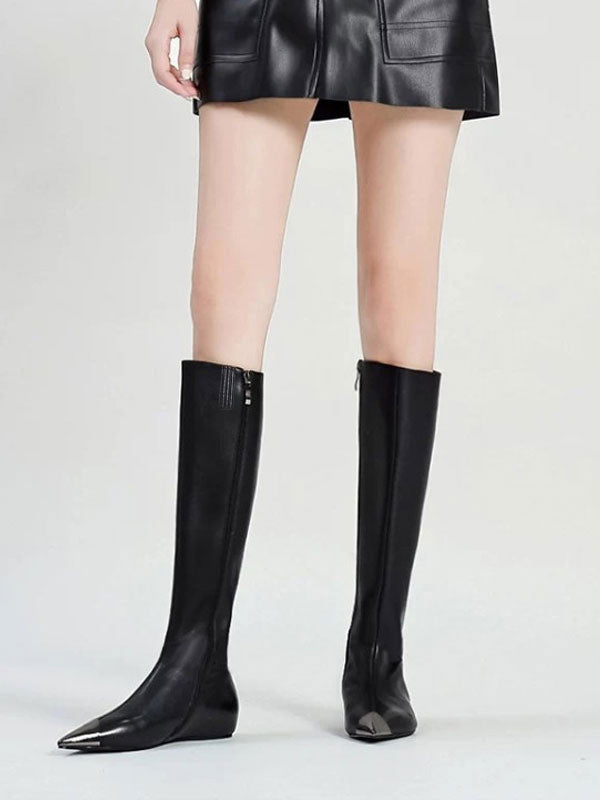 black pointed toe knee high boots — view 3