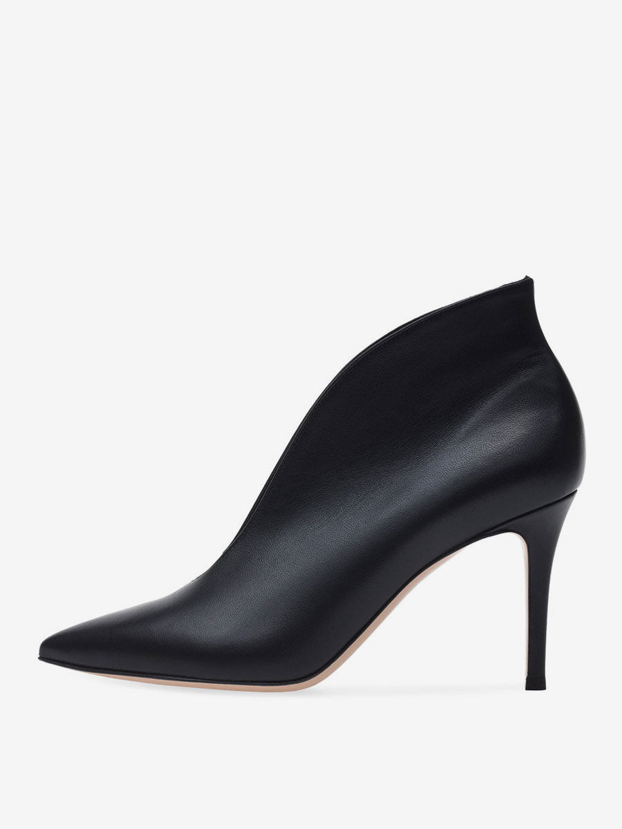Burgundy Pointed-Toe Stiletto Ankle Boots — view 5