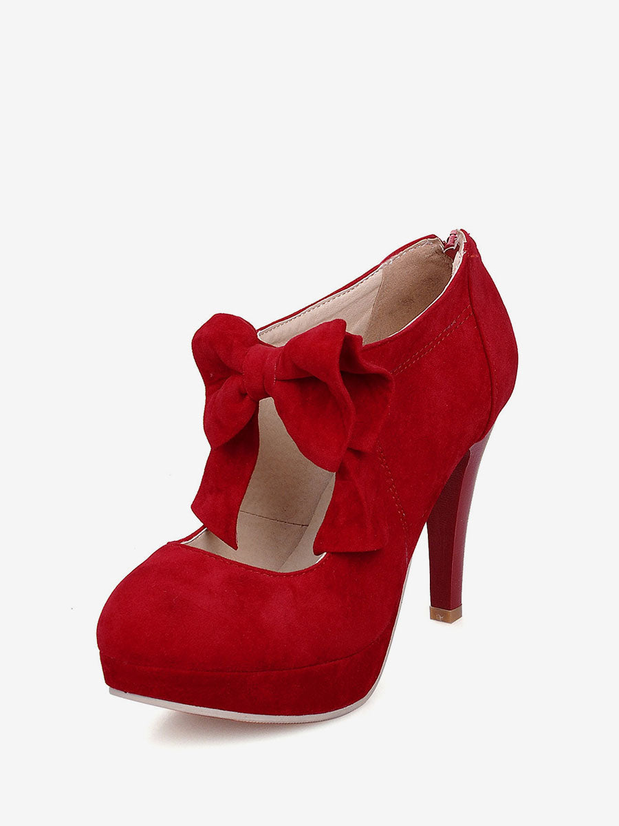 Apricot Round-Toe Platform Bow Detail Court Shoes — view 2