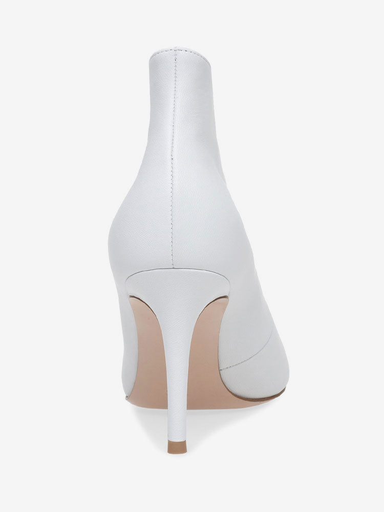 Burgundy Pointed-Toe Stiletto Ankle Boots — view 9