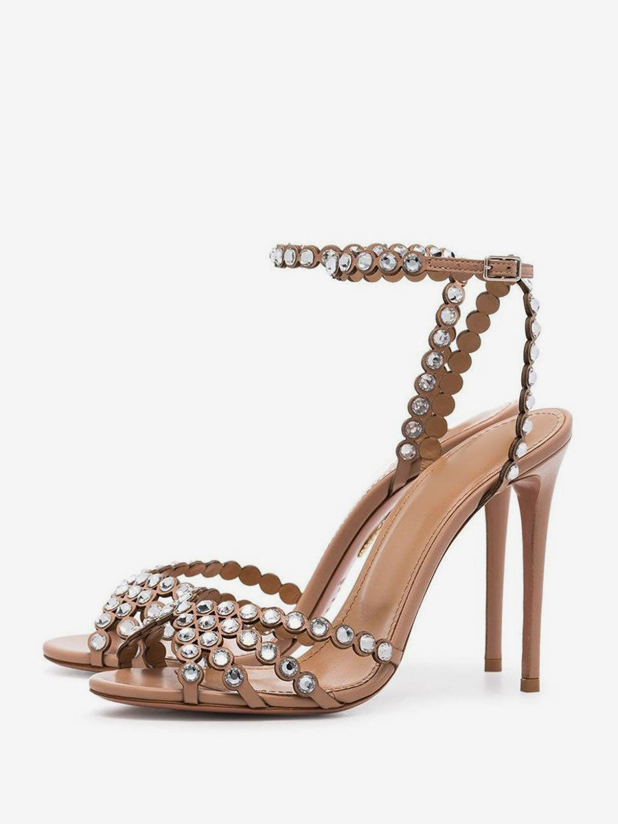 transparent open toe ankle strap stiletto sandals — view 6
