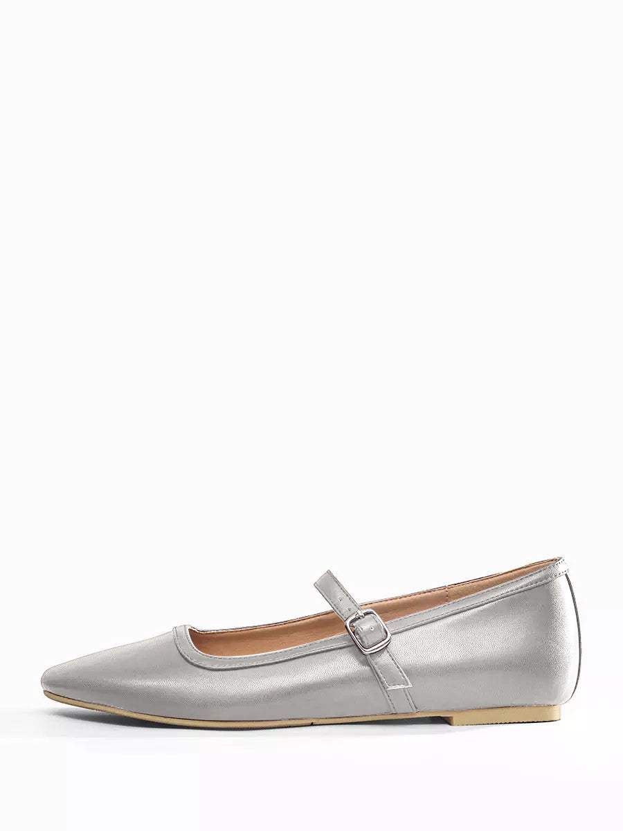 Gold Square-Toe Buckle Ballet Flats — view 11