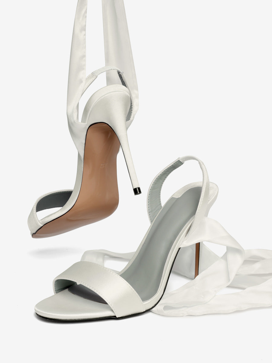 Black Round-Toe Ankle-Strap Lace-Up Sandals — view 3