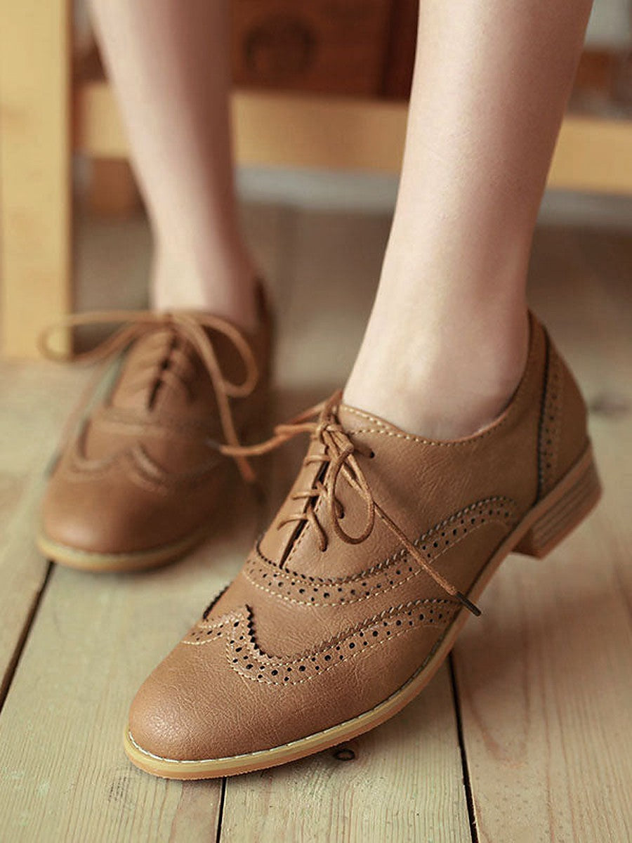 Brown Lace-Up Loafers — view 1