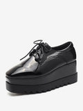 Black Platform Wedge Lace-Up Loafers — view 1