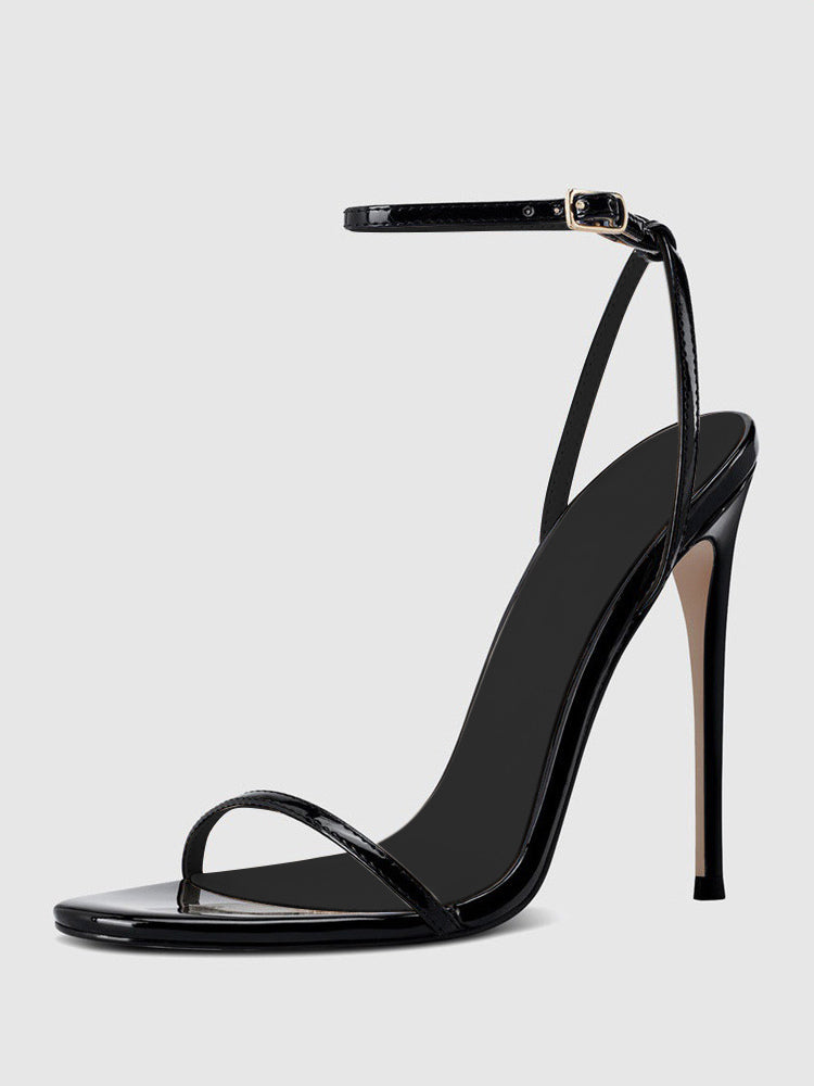Green Open-Toe Ankle-Strap Stiletto Sandals — view 5