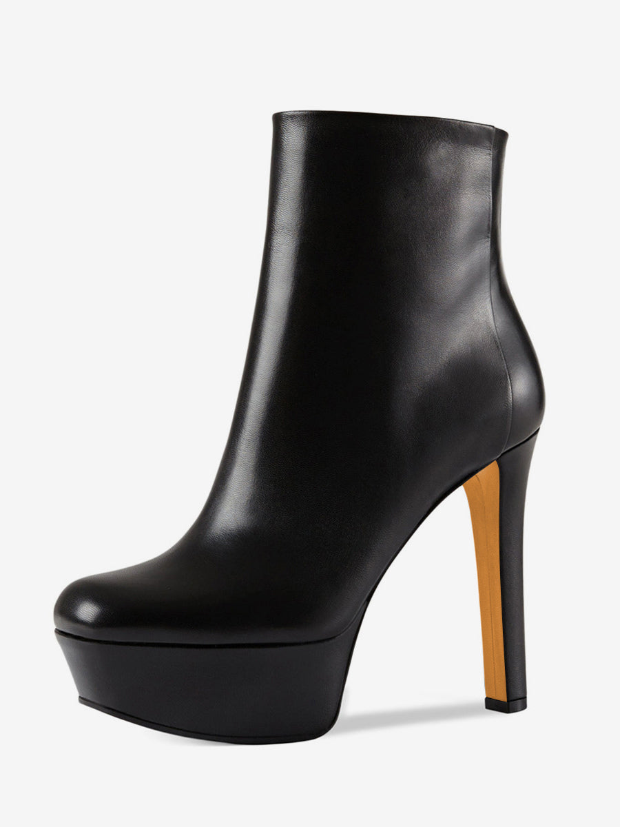python round toe platform ankle boots — view 2