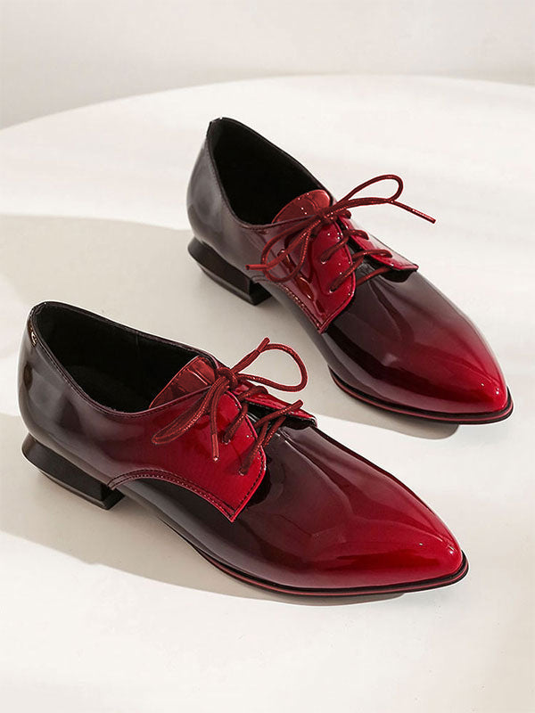 Purple Pointed-Toe Lace-Up Loafers — view 5
