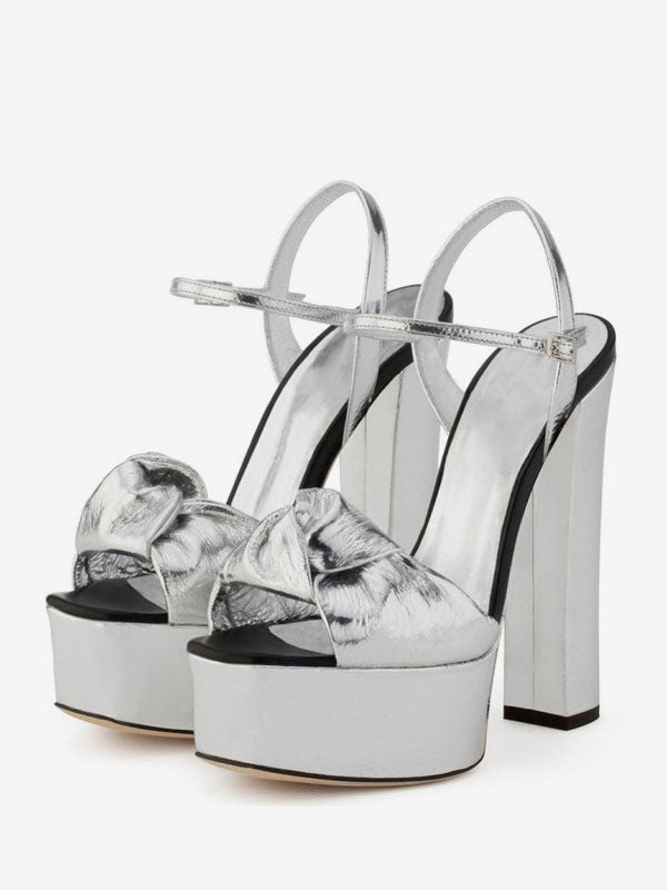 Gold Platform Block Heel Sandals — view 4