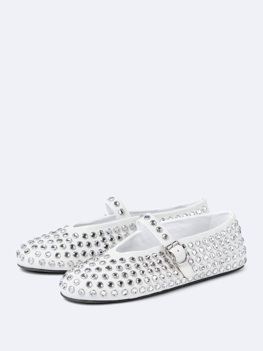 red round toe embellished ballet flats — view 5