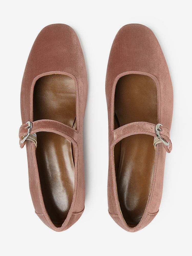 green round toe velvet ballet flats — view 4