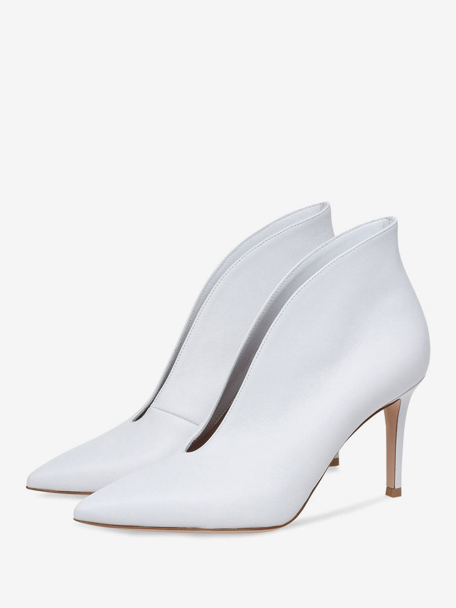 burgundy pointed toe stiletto ankle boots — view 7