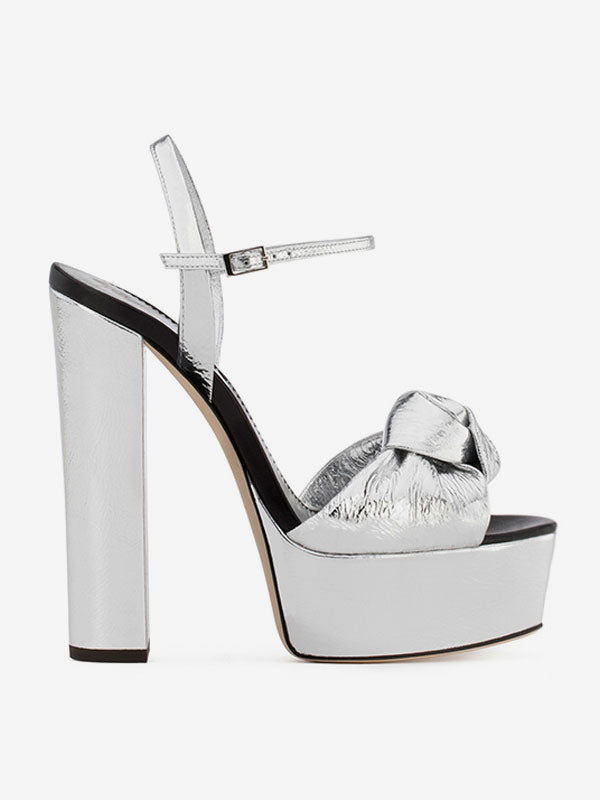 Gold Platform Block Heel Sandals — view 5
