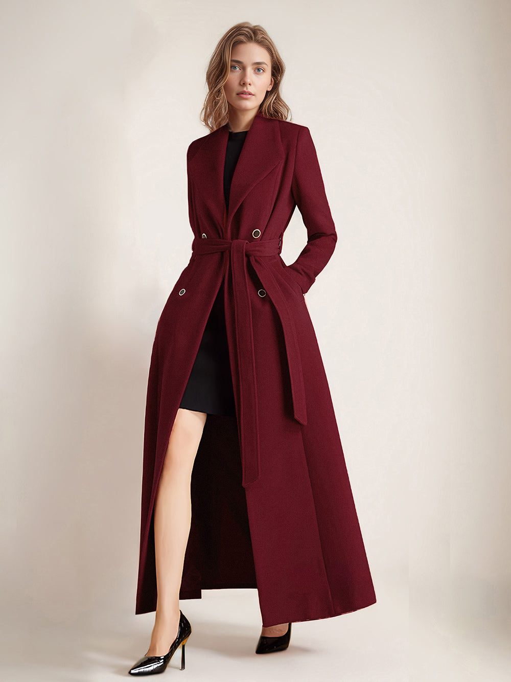 Green Double-Breasted Maxi Coat — view 4