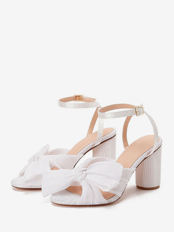 Gold Block Heel Bow Detail Sandals — view 2