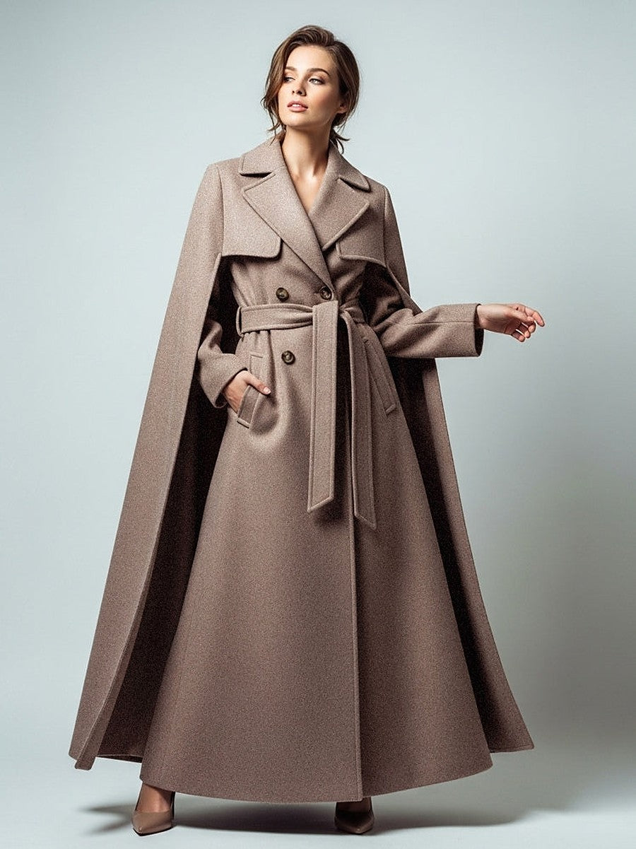 Green Belted Double-Breasted Maxi Coat — view 1