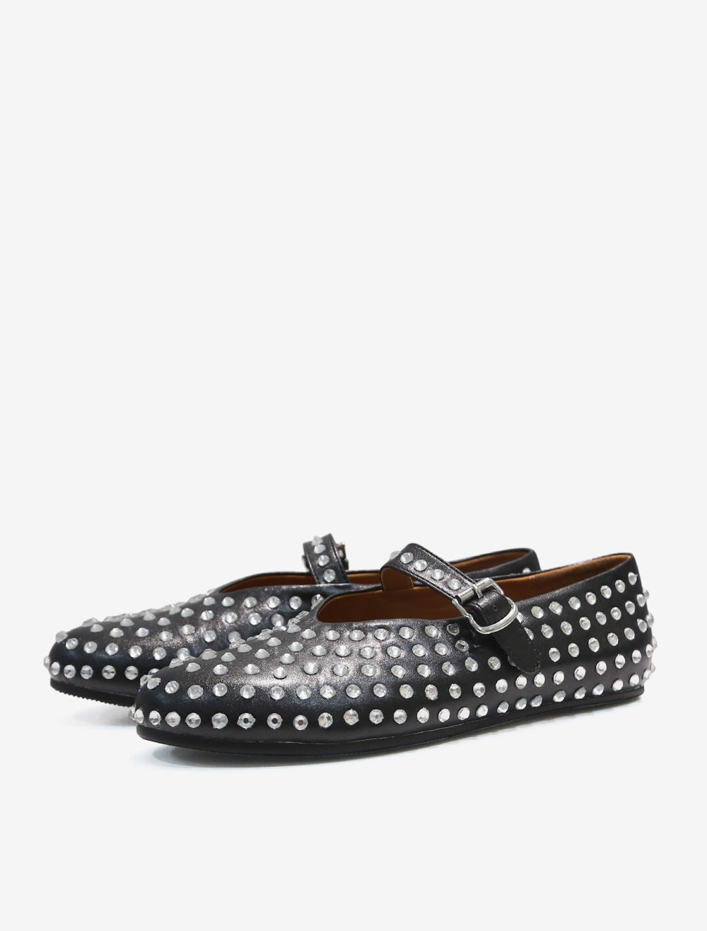 Red Round-Toe Embellished Ballet Flats — view 2