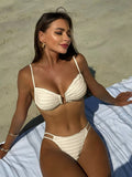 apricot striped bikini set — view 8